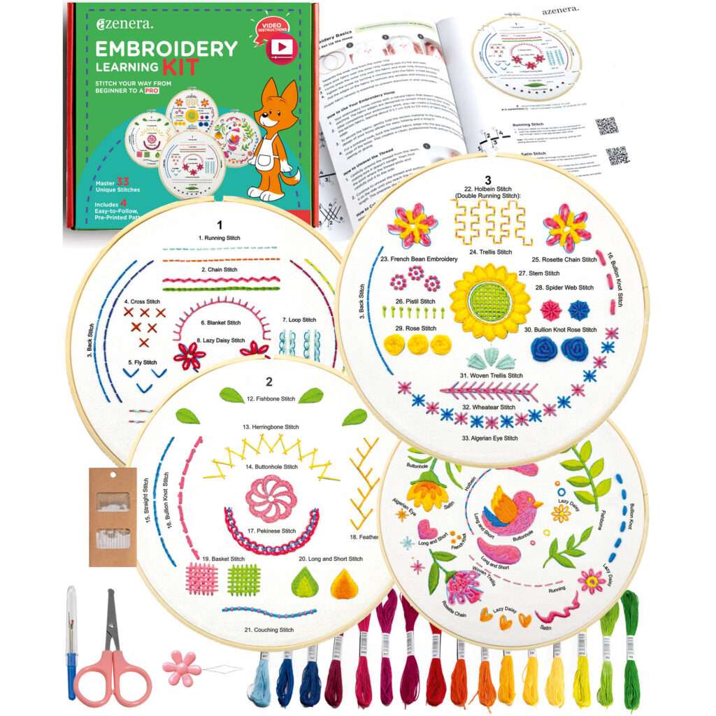 aZenera embroidery kit for beginners