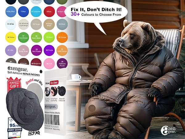 aZengear repair patches for down jackets puffer coats tent tape waterproof rip stop polyester