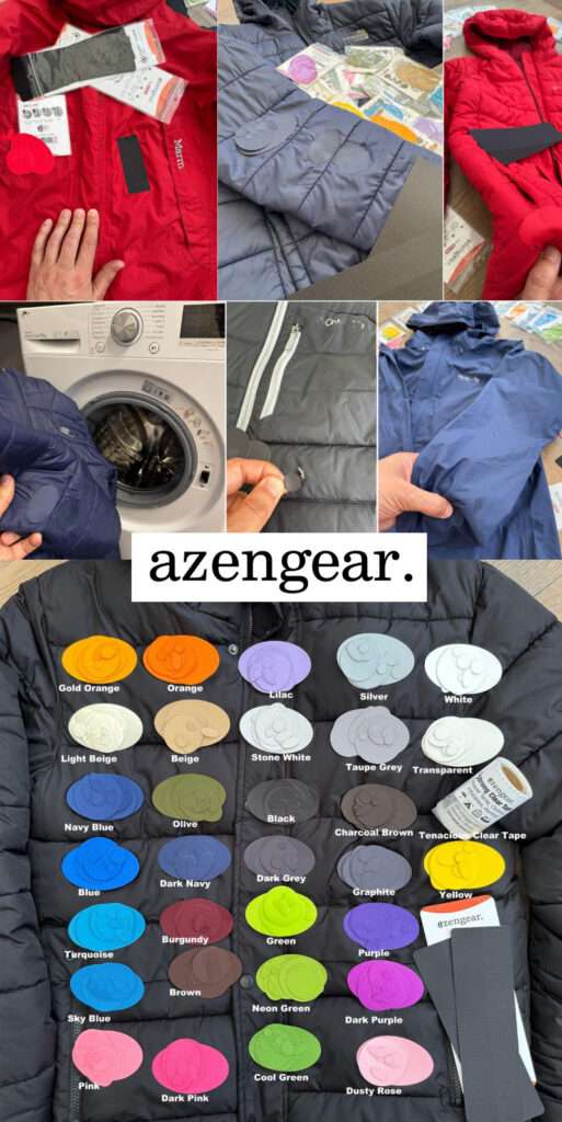 aZengear Self-Adhesive Repair Patches - Waterproof, Tear-Cold-Heat-Resistant Stick On Polyester to Fix Down Jacket, Puffer, Snowsuit, Shoe, Tent, Upholstery