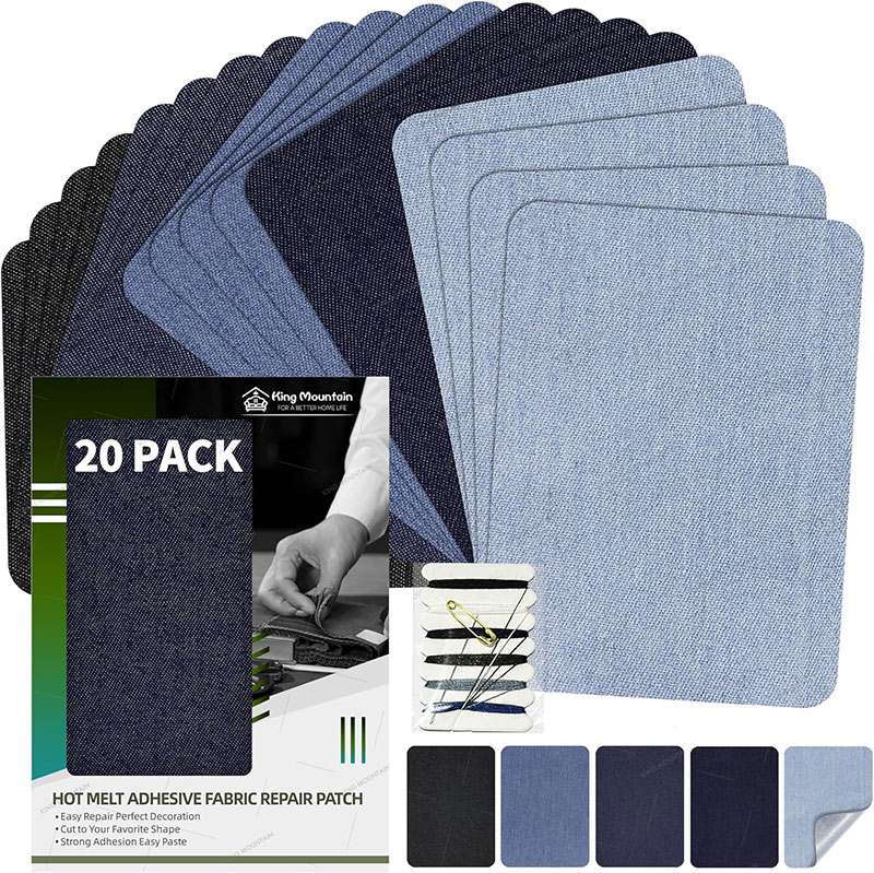 KING MOUNTAIN Iron-On Repair Patch (20 Pieces, Five Colour)