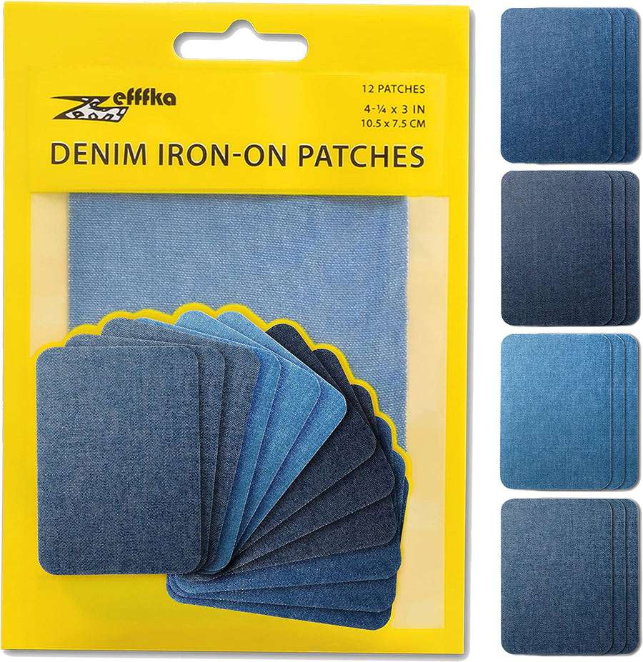 ZEFFFKA Denim Iron-On Patches (12 Pieces)